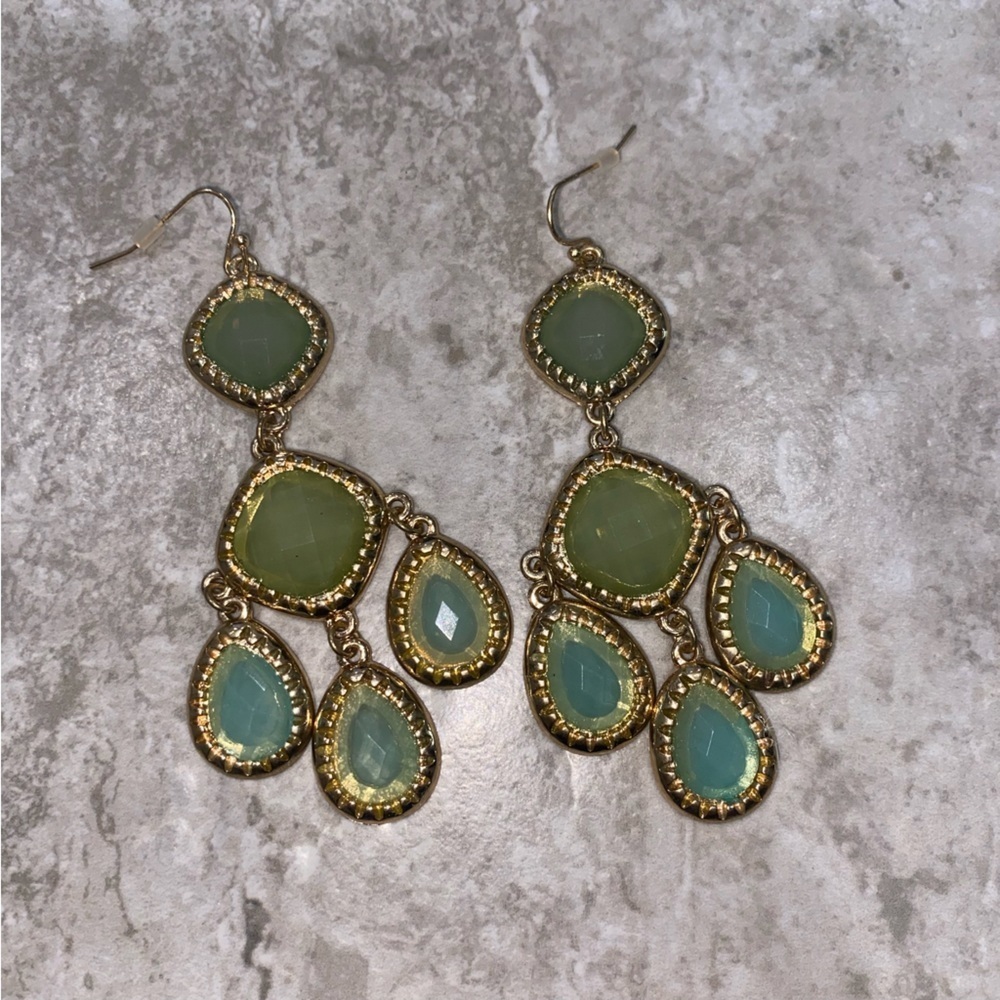 Jade/Gold Drop Style Earrings